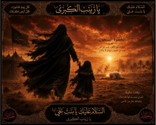 Bibi Sakina s.a & Bibi Zainab s.a in Karbala on Ashura on 70 steps from Imam Hussain a.s