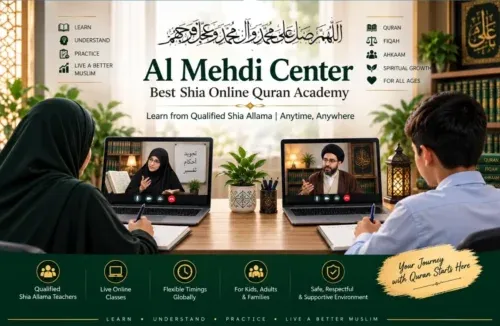 A shia male allama and female allama taking online classes proving Al Mehdi Center is the best Shia Online Quran Academy