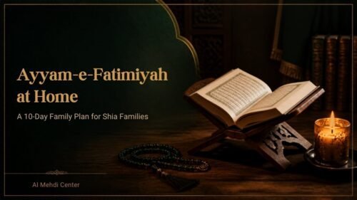 Shia family reading Quran together at home during Ayyam-e-Fatimiyah